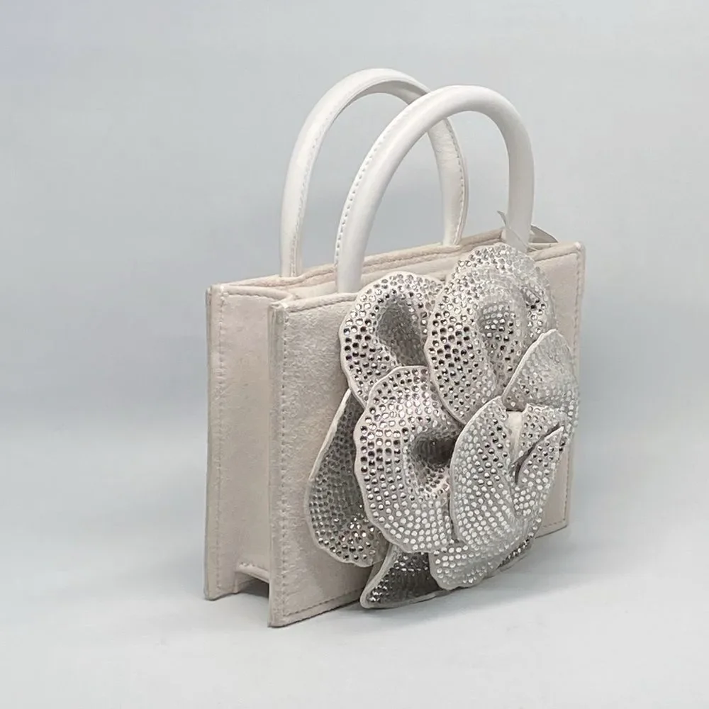 Mach & Mach Crystal Flower Suede Bag